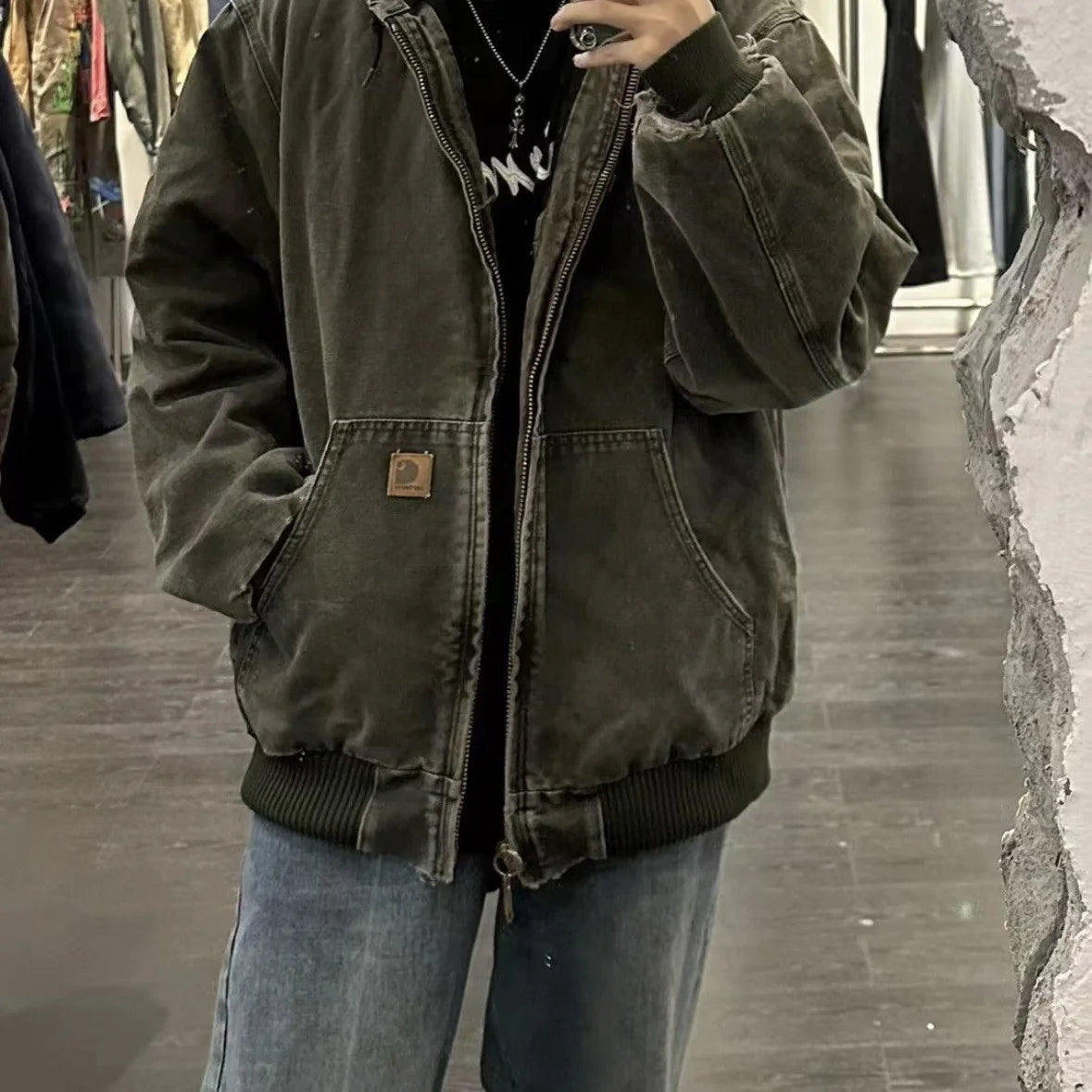 Men’s Distressed Hooded Zip Jacket