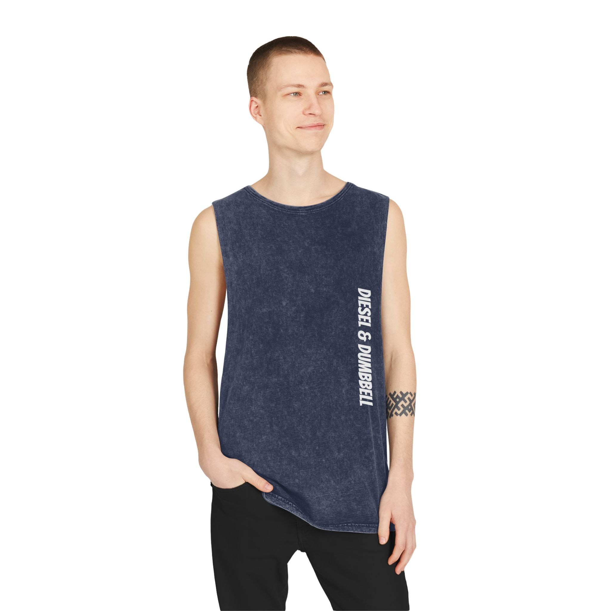Diesel & Dumbbell Stonewash Tank Top — Gym Muscle Workout Tank