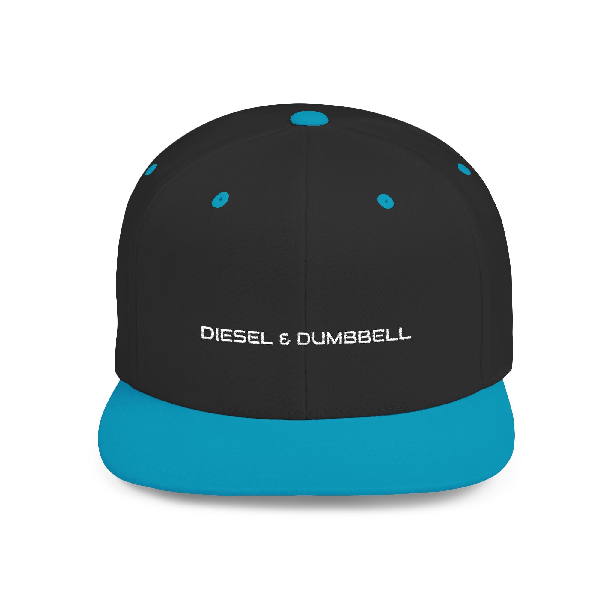 Diesel & Dumbbell Flat Bill Snapback — Men's Stylish Trucker Hat