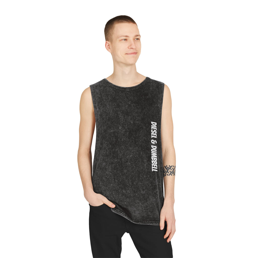 Diesel & Dumbbell Stonewash Tank Top — Gym Muscle Workout Tank