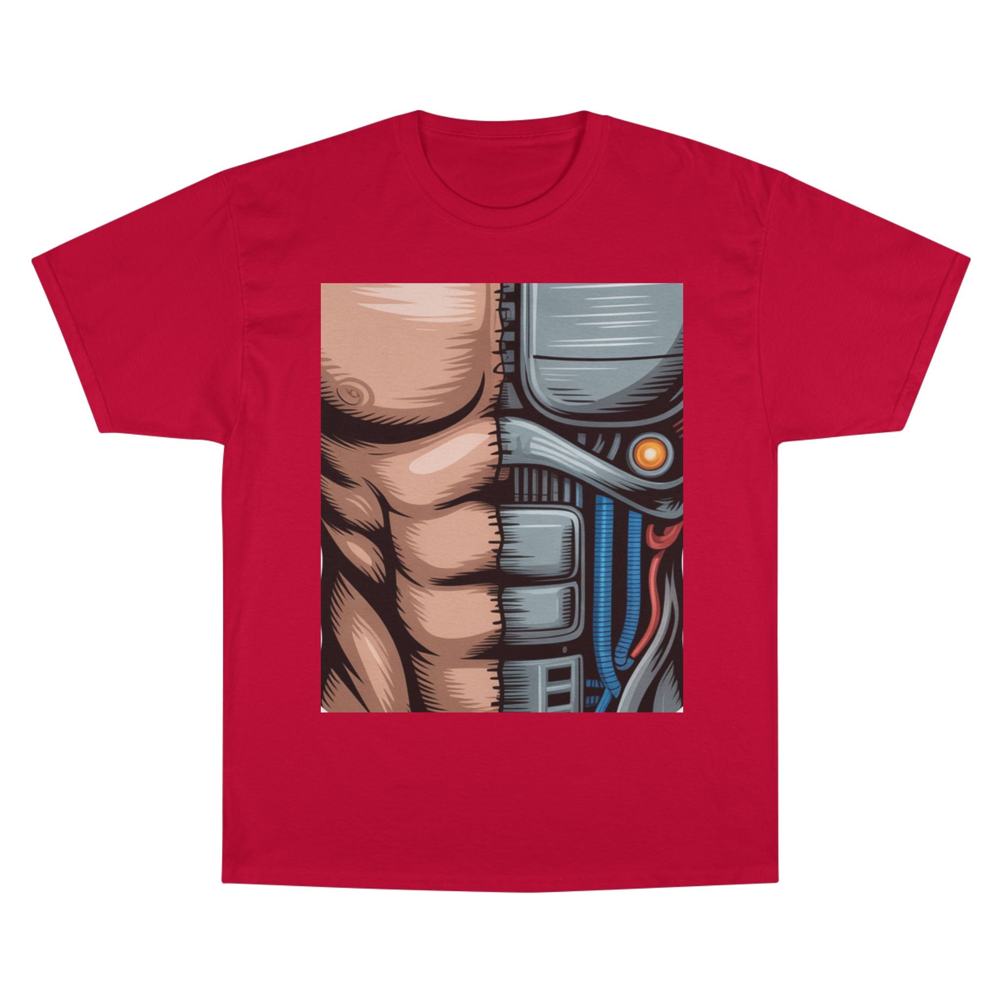Futuristic Humanoid Robot Graphic T-Shirt — Men's Champion Style
