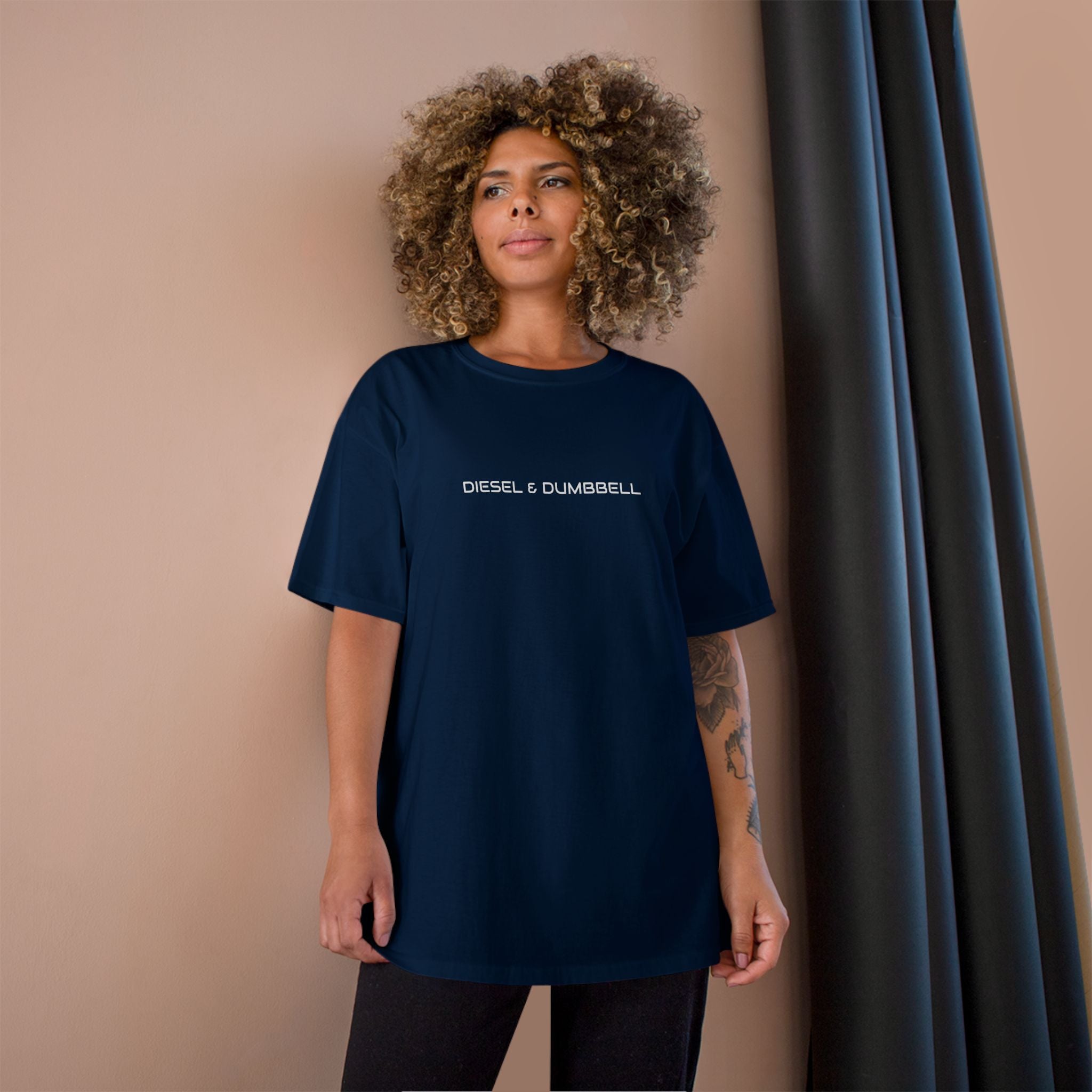Champion T-Shirt — Diesel & Dumbbell Logo Fitness Tee