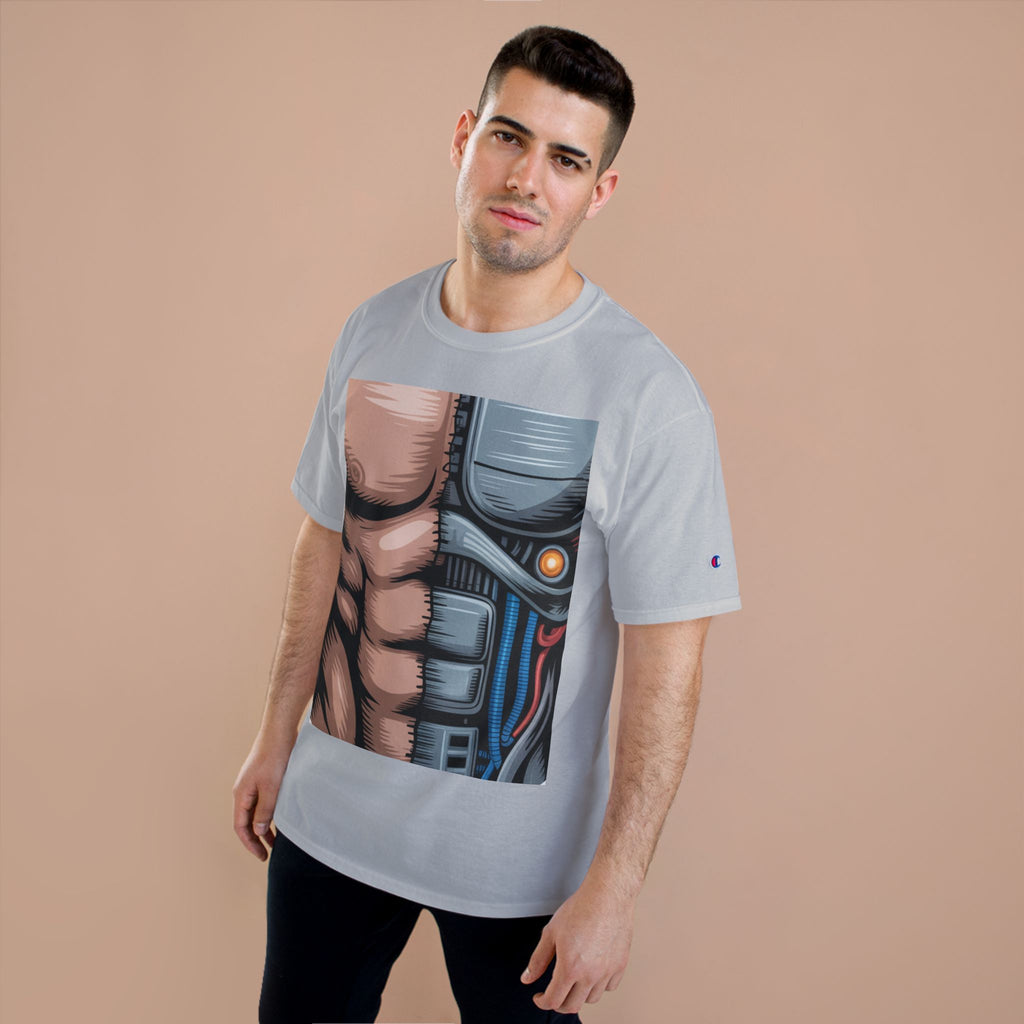 Futuristic Humanoid Robot Graphic T-Shirt — Men's Champion Style