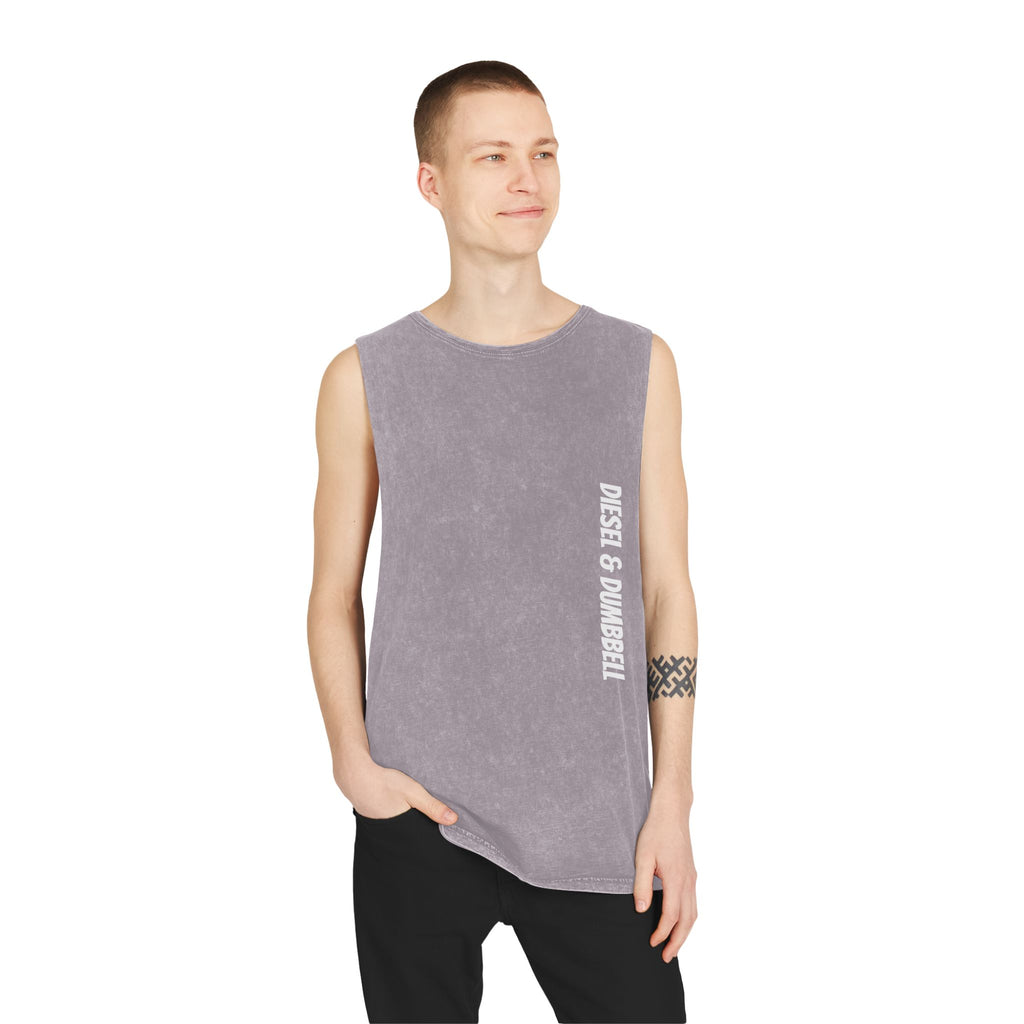 Diesel & Dumbbell Stonewash Tank Top — Gym Muscle Workout Tank