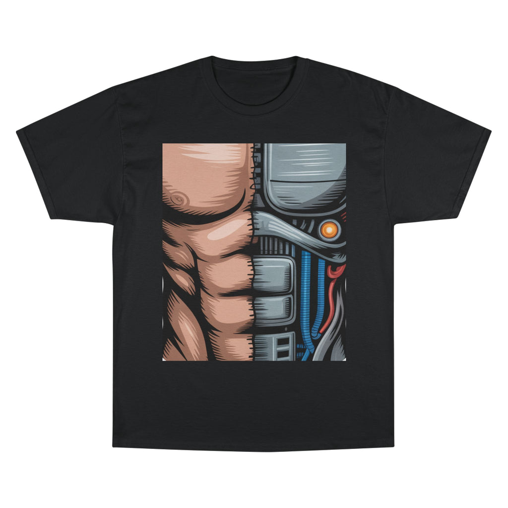Futuristic Humanoid Robot Graphic T-Shirt — Men's Champion Style