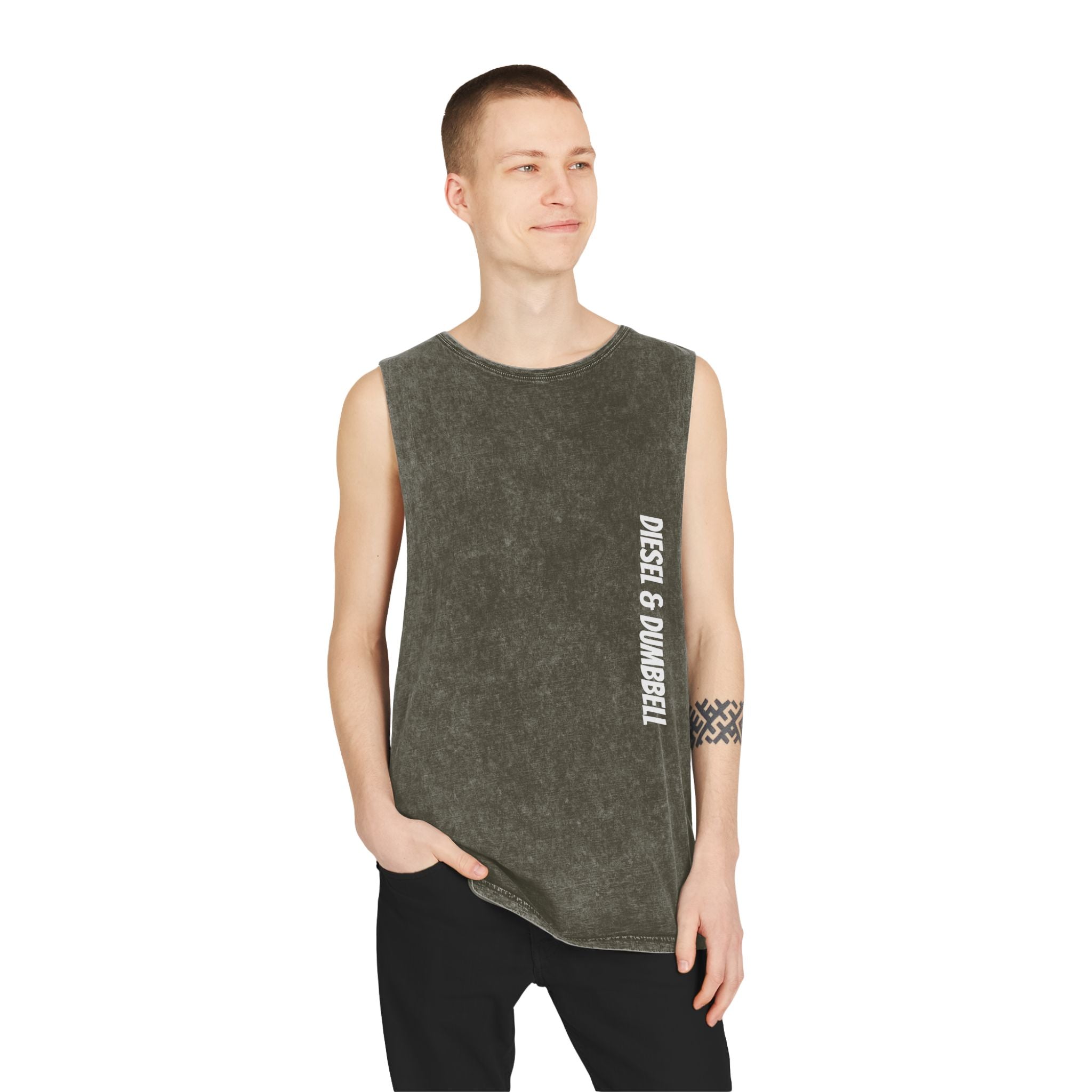 Diesel & Dumbbell Stonewash Tank Top — Gym Muscle Workout Tank