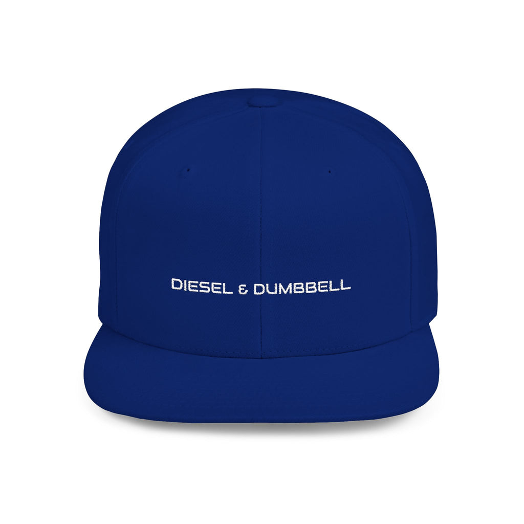 Diesel & Dumbbell Flat Bill Snapback — Men's Stylish Trucker Hat