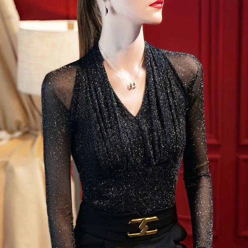 Early Autumn Women's Long-Sleeved V-Neck Top